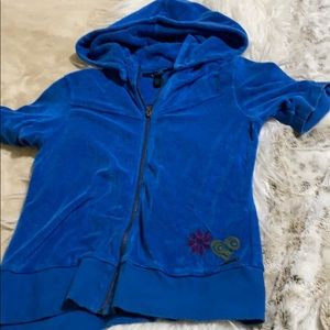 Kits on terry cloth bathing suit coverup sweater